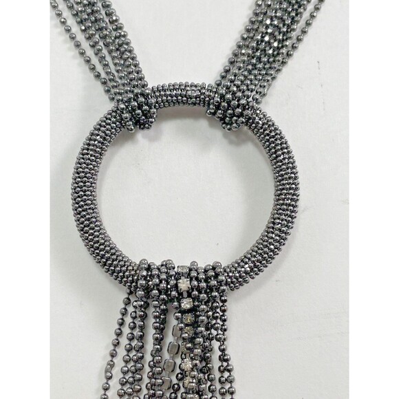 Joan Rivers Multichain And Circles 29 inch Necklace Rhinestone Dark Silver Tone - Picture 4 of 16